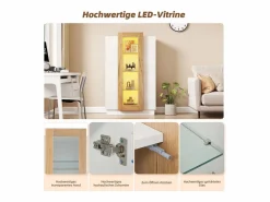Merax Vitrina|Vitrina brillante - 74 x 40 x 120 cm - con 3 puertas + LEDs + estantes de almacenamiento - Aglomerado + cristal templado -
