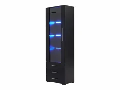 ModernLuxe Vitrina brillante - con LED - 3 cajones y estantes - 60x35x180 cm - MDF - Negro Sale