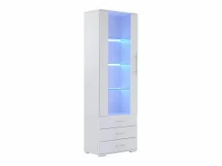 ModernLuxe Vitrina|Vitrina brillante - con LED - 3 cajones y estantes - 60x35x180 cm - MDF -