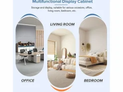 Merax Vitrina|Vitrina brillante con LED - 55 x 38 x 166 cm - 3 estantes de cristal - armarios altos de almacenaje - aglomerado -