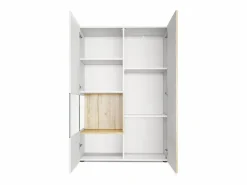 Vitrina|Vitrina Cómoda Morena, cuerpo en mate/ puerta derecha e inserción en de alto brillo