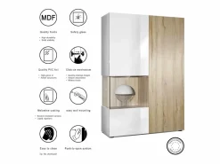 Vitrina|Vitrina Cómoda Morena, cuerpo en mate/ puerta derecha e inserción en de alto brillo