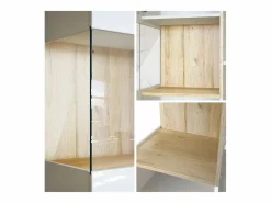 Vitrina|Vitrina Cómoda Morena, cuerpo en mate/ puerta derecha e inserción en de alto brillo