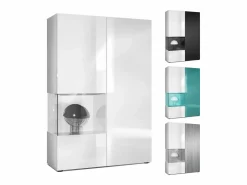 Vitrina Cómoda Morena, cuerpo en blanco mate/ puerta derecha e inserción con apariencia de óxido de hormigón Color natural oscuro Sale