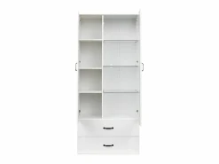 Vitrina con 16 luces LED de colores, 2 cajones y 2 puertas, blanca.^Hauss Spole New