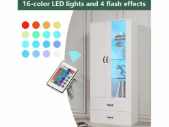 ModernLuxe Vitrina|Vitrina con 2 puertas y 2 cajones y LED - Alto 180cm -