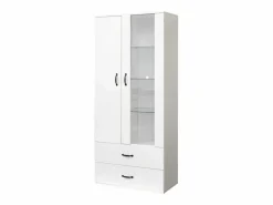 ModernLuxe Vitrina|Vitrina con 2 puertas y 2 cajones y LED - Alto 180cm -