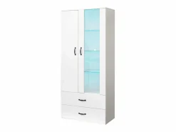 ModernLuxe Vitrina|Vitrina con 2 puertas y 2 cajones y LED - Alto 180cm -