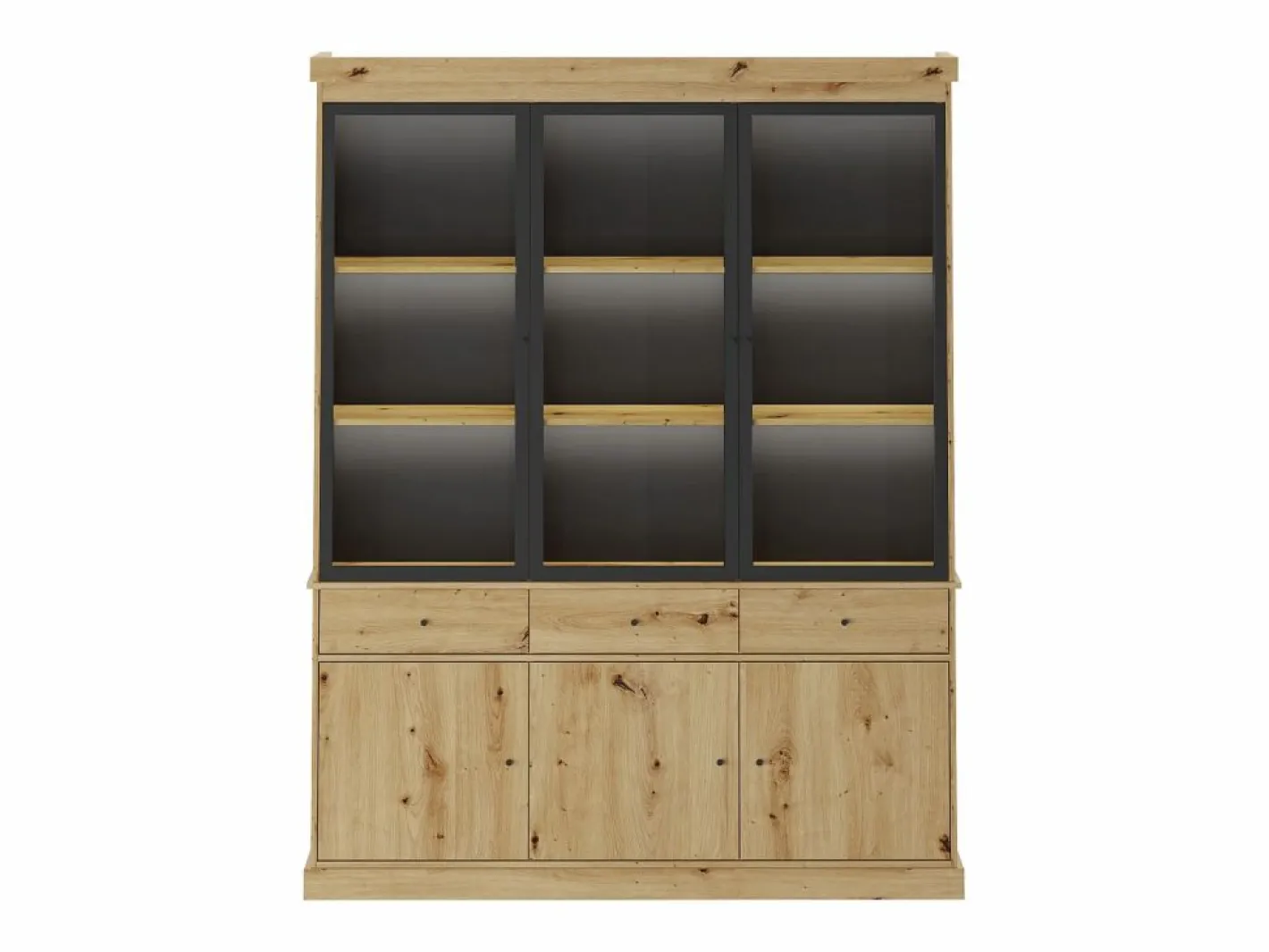 Vitrina con almacenamiento y LEDs - Natural y negro - MARSORIA^Vente-unique Sale