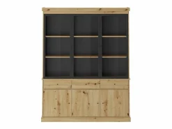 Vitrina con almacenamiento y LEDs - Natural y negro - MARSORIA^Vente-unique Sale