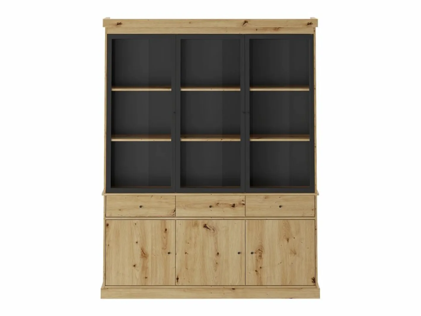 Vitrina con almacenamiento y LEDs - Natural y negro - MARSORIA^Vente-unique Sale