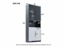 DripeX Vitrina con LED - 4 Puertas + 1 Hueco - Antivuelco - Color y Brillo Ajustable 80x30x200cm Blanco New