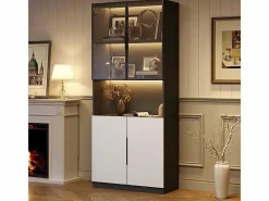 DripeX Vitrina con LED - 4 Puertas + 1 Hueco - Antivuelco - Color y Brillo Ajustable 80x30x200cm Blanco New