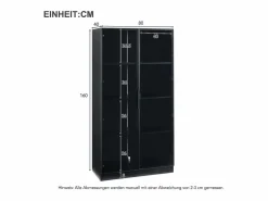 Merax Vitrina|Vitrina de cristal - 80 x 40 x 160 cm - con LED + 2 puertas con estantes móviles - aglomerado -