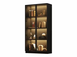 Merax Vitrina|Vitrina de cristal - 80 x 40 x 160 cm - con LED + 2 puertas con estantes móviles - aglomerado -