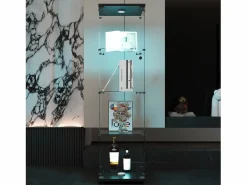 Vitrina de cristal - mueble expositor para colecciones con iluminación LED - 1 puerta y 4 estantes - vitrina para figuras Negro