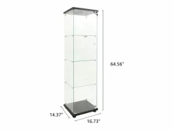 Vitrina de cristal - mueble expositor para colecciones con iluminación LED - 1 puerta y 4 estantes - vitrina para figuras Negro