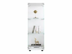 Vitrina de cristal 42×36×125cm GARHELPER - 3 estantes - 1 puerta - Cristal templado - Blanco Clearance