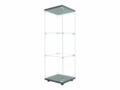Vitrina de cristal 42×36×125cm GARHELPER - 3 estantes - 1 puerta - Cristal templado - Luz LED - Blanco^ Outlet