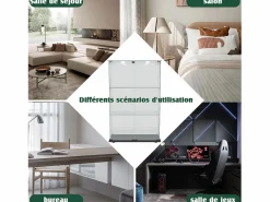 Vitrina de cristal con 4 estantes y puerta doble, vitrina para sala de estar^ Discount