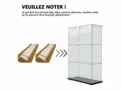 Vitrina de cristal con 4 estantes y puerta doble, vitrina para sala de estar^ Discount