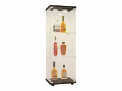 Vitrina de cristal con 3 estantes, luz LED y cerradura, color^ Hot