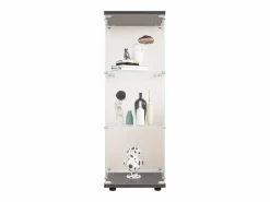 Vitrina|Vitrina de cristal de 3 estantes con puerta, estantería independiente para sala de estar, dormitorio y oficina, 42 x 36 x 125 cm, color
