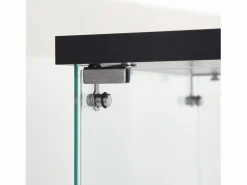 Vitrina de cristal de pie, 125 cm, con iluminación LED, cerradura, 1 puerta, 3 estantes, transparente, color Negro New