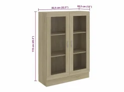 vidaxl Vitrina|Vitrina de madera contrachapada color roble 82,5x30,5x115 cm