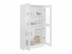 Clicnbuy Vitrina de madera contrachapada 82,5x30,5x150 cm Blanco Best