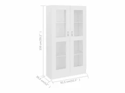 Clicnbuy Vitrina de madera contrachapada 82,5x30,5x150 cm Blanco Best