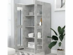 Clicnbuy Vitrina|Vitrina de madera contrachapada hormigón 82,5x30,5x150cm