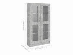 Clicnbuy Vitrina|Vitrina de madera contrachapada hormigón 82,5x30,5x150cm