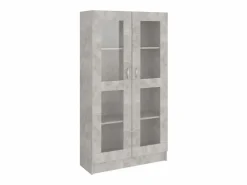vidaxl Vitrina de madera contrachapada hormigón 82,5x30,5x150cm Gris Discount
