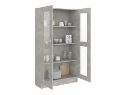 vidaxl Vitrina de madera contrachapada hormigón 82,5x30,5x150cm Gris Discount