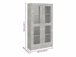 vidaxl Vitrina de madera contrachapada hormigón 82,5x30,5x150cm Gris Discount