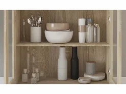 vidaxl Vitrina de madera contrachapada color roble 82,5x30,5x150 cm Marru00f3n Online