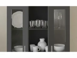 vidaxl Vitrina de madera contrachapada 82,5x30,5x150 cm Negro Clearance