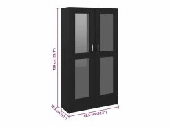 vidaxl Vitrina de madera contrachapada 82,5x30,5x150 cm Negro Clearance