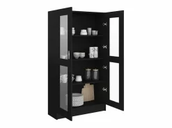 vidaxl Vitrina de madera contrachapada 82,5x30,5x150 cm Negro Clearance
