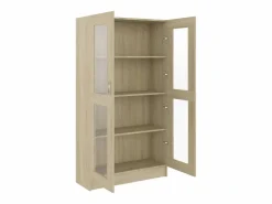 Clicnbuy Vitrina|Vitrina de madera contrachapada color roble 82,5x30,5x150 cm