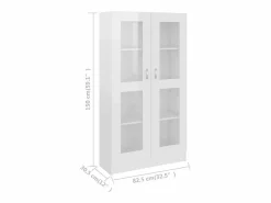 vidaxl Vitrina|Vitrina de madera ingeniería brillo 82,5x30,5x150 cm