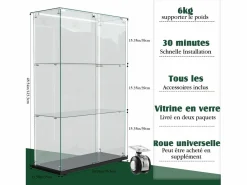 Vitrina|Vitrina de salón con 4 estantes y puertas dobles – Muebles de salón elegantes
