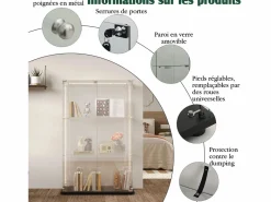 Vitrina|Vitrina de salón con 4 estantes y puertas dobles – Muebles de salón elegantes