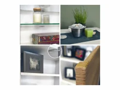 Vitrina|Vitrina Granada, Armario Vitrina Made in Germany con Puerta de Cristal e Inserto de Cristal, blanco mate/gris arena de alto brillo (50 x 122,5 x 34,5 cm)