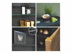 Vitrina|Vitrina Granada de Vladon, Armario Vitrina Made in Germany con Puerta de Cristal e Inserto de Cristal incl. LED, antracita mate/ mate (50 x 122,5 x 34,5 cm)