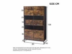 Merax Vitrina independiente - 80 x 40 x 138 cm - con LEDs + 2 cajones + 2 puertas - MDF - natural Color natural oscuro Hot