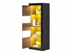 Merax Vitrina lacada con LEDs + 1 estante de cristal + puerta - 61 x 42 x 162 cm - aglomerado - Negro Discount