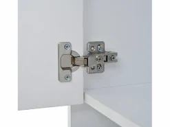 OKWISH Vitrina|Vitrina LED con 1 cajón de almacenamiento, 4 puertas y estantes de cristal - blanca