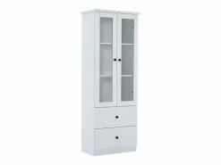 Vitrina LED moderna 60x35x165 cm - con puerto USB - Mando a distancia 16 colores - con 2 cajones - con 2 puertas de cristal -^ModernLuxe Clearance